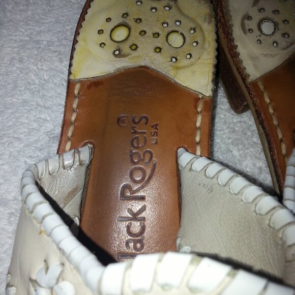 Size 8 Jack Rogers Leather Sandals Worn White - Picture 7 of 11